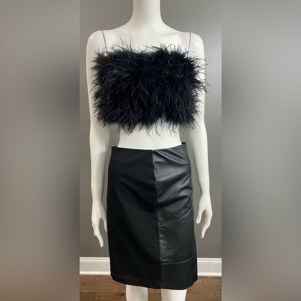 Peppermayo Black Feathered Crop Top